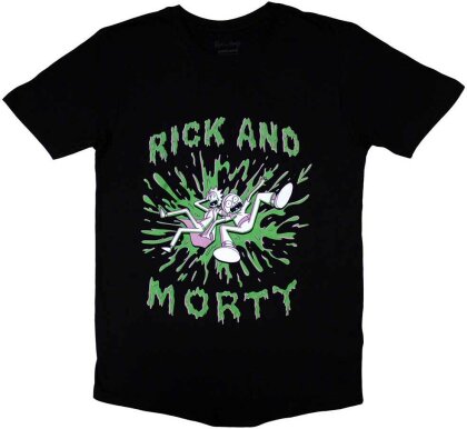 Cartoon Network Unisex T-Shirt: Rick & Morty - Green Splat - Grösse S