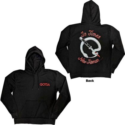 Queens Of The Stone Age Unisex Pullover Hoodie - Snake Logo (Black) (Back Print)
