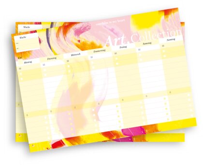 Notizblock-Set mit Kalender ohne Datum für den Schreibtisch. Immerwährender Terminplaner mit 50 Blatt zum Abreißen. Wochenplaner undatiert im Querformat fürs Büro oder zu Hause. Aus der Art.Collection von Stay Inspired