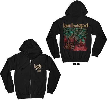 Lamb Of God Unisex Zipped Hoodie - Ashes of the Wake Album Cover (Black) (Back Print) - Grösse S