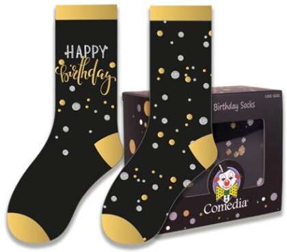 Geschenksocken Happy Birthday gold