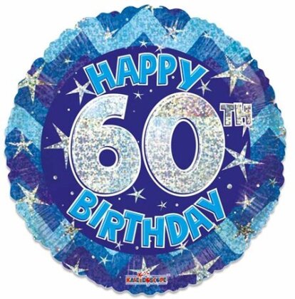 Happy Birthday 60 holografisch blau Ballon
