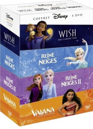 Wish - Asha et la Bonne étoile (2023) / La Reine des neiges (2013) / La Reine des neiges 2 (2019) / Vaiana, la légende du bout du monde (2016) (Box, 4 DVDs)