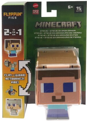 Minecraft Flippin' Figure Steve + Iron Armor Steve