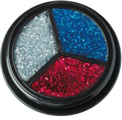 Trio Glitter silber-rot-blau Schminke