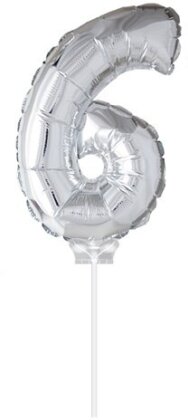 Folienballon Nummer 6 silber
