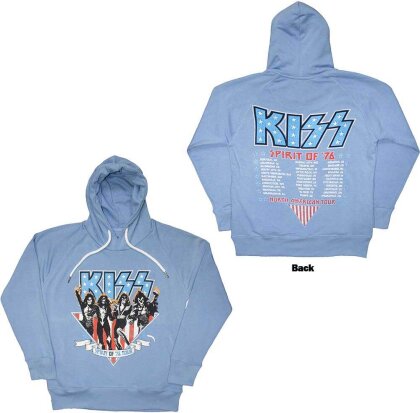 KISS Unisex Pullover Hoodie - Americana (Light Blue) (Back Print)