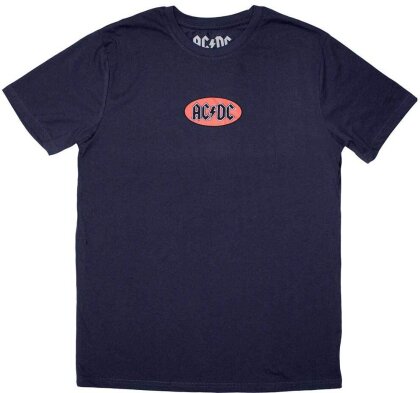 AC/DC Unisex T-Shirt - Mini Oval Logo (Navy Blue)