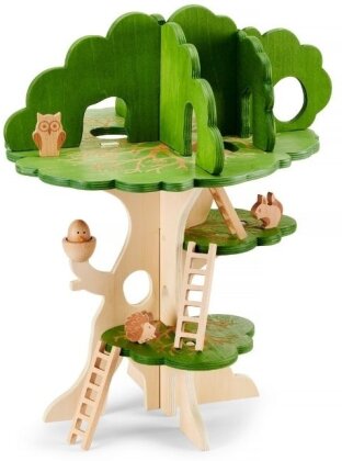 Spiel-Baumhaus aus Holz (15 Teile) - TickiT Holzbaum mit Spielfiguren