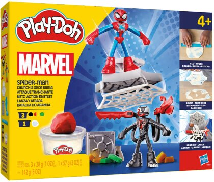 Play-Doh Spiderman Netz-Action - Knetset, 4 Dosen Knete, 2