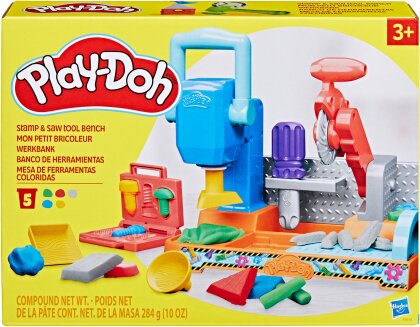 Play-Doh Werkbank - 5 Dosen Knete, Werkzeug,
