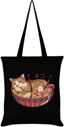 Vincent Trinidad Neko Ramen Bowl Black Tote Bag