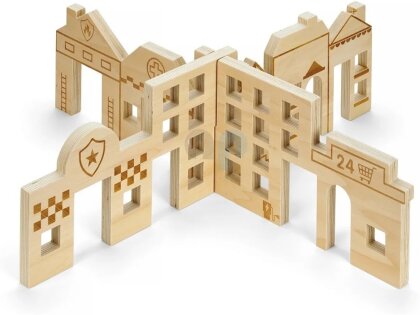 Scène de jeu de ville en bois emboîtable - TickIt