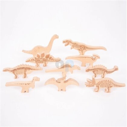 10 dinosaur wooden block figures - TickIt