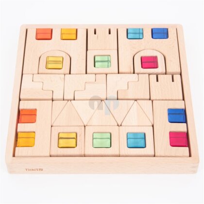 Set mit 40 Holz-Bauklötzen und Edelsteinen aus Acryl - TickIt