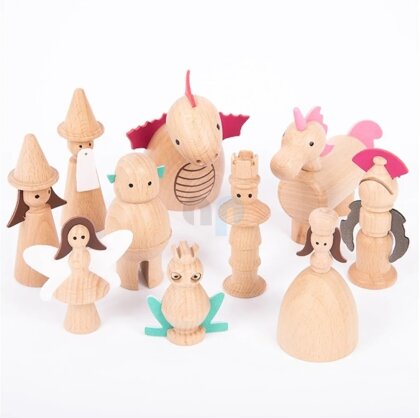 Set of 10 enchanted wooden fairy tale figures - TickIt