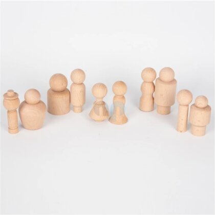 Set of 10 wooden community figures - TickIt