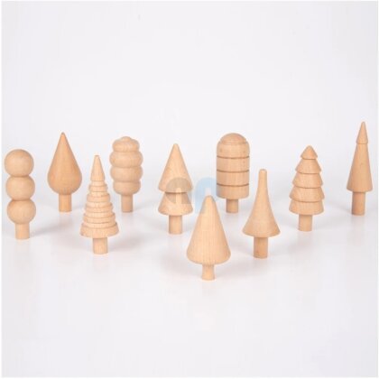 Set of 10 wooden tree figures - TickIt