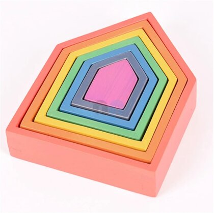 Set mit 7 Regenbogen-Hausformen aus Holz - TickIt