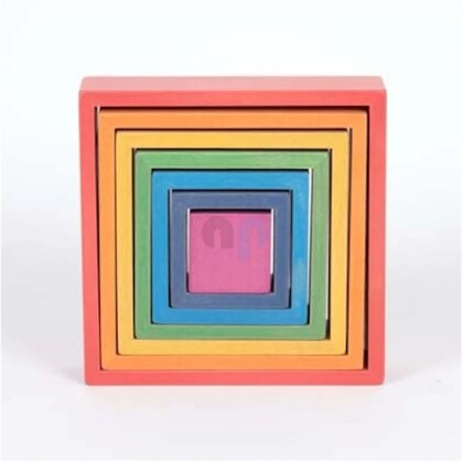 Set mit 7 Regenbogen-Qadraten aus Holz - TickIt
