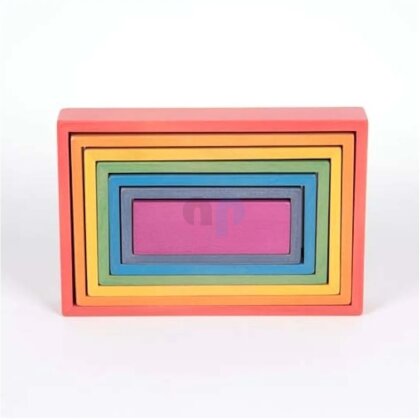 Set mit 7 Regenbogen-Rechtecken aus Holz - TickIt