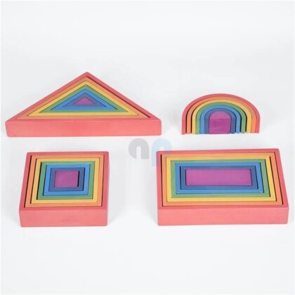 Grosses Set mit 28 Regenbogen-Formen aus Holz - TickIt