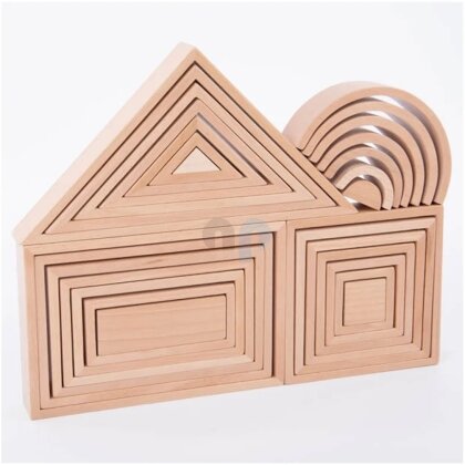 Grosses Set mit 28 verschiedenen Formen aus Holz (Natur) - TickIt