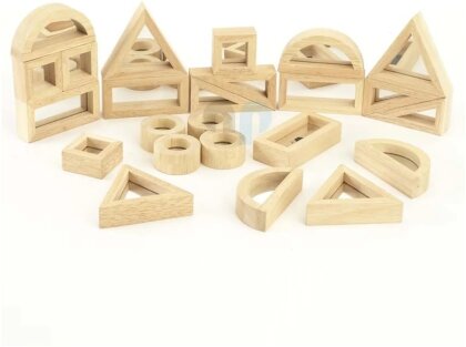 Set of 24 wooden geometric shapes with integrated mirror - TickIt