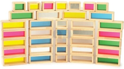 Set mit 36 Rechteck-Formen aus Holz mit farbigen und transparenten Blenden - TickIt