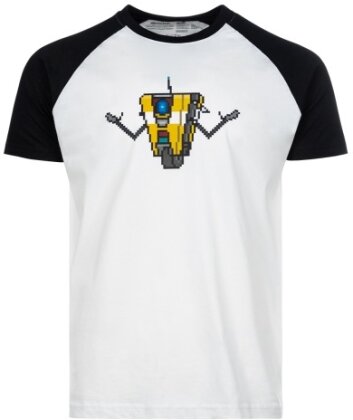 Borderlands - "Claptrap Pixel Art" - Raglan T-Shirt (White/Black)