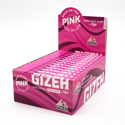 GIZEH ALL Pink King Size Slim + Tips Display 26pcs