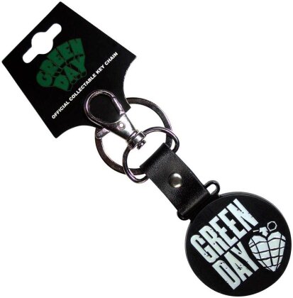 Green Day Keychain - Stacked Logo & Grenade Circle (Glow-in-the-Dark)