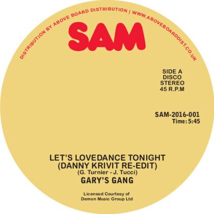 Gary's Gang - Let's Lovedance Tonight (Danny Krivit Re-Edit) (2024 Reissue, Sam Records, 12" Maxi)