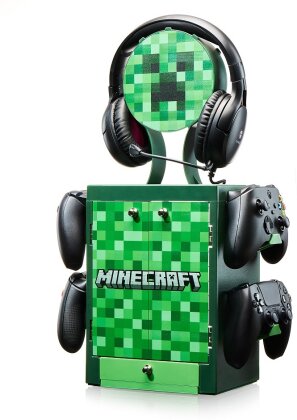 Numskull - Minecraft - Meuble de rangement de jeux inspiré du Creeper pour 4 manettes - 10 jeux - 1 casque