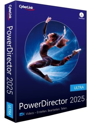 CyberLink PowerDirector 2025 Ultra Benutzerfreundliches Videobearbeitungsprogramm für PC Greenscreen und tausenden Effekten Fotoshow Heimstudio Screen Recorder Windows 10/11 [Box]