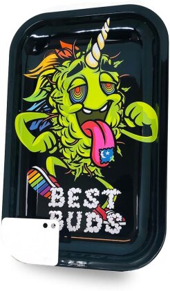 Best Buds Rolling Tray M LSD with Magnetic Grinder Card 175 x 275mm