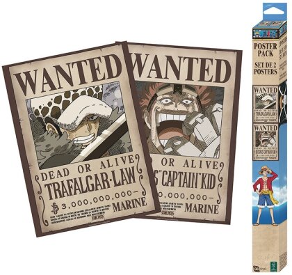 Set 2 Chibi Poster - Wanted Law & Kid - One Piece - 52 cm