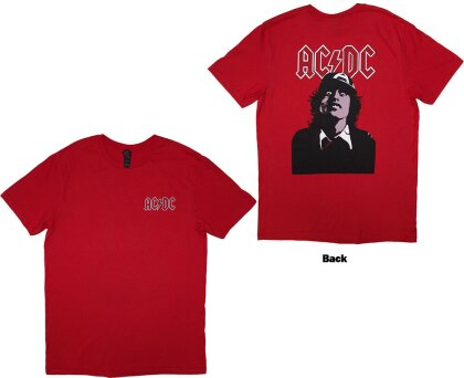AC/DC Unisex T-Shirt - Mini Logo / Lock Up Your Daughters (Red) (Back Print)