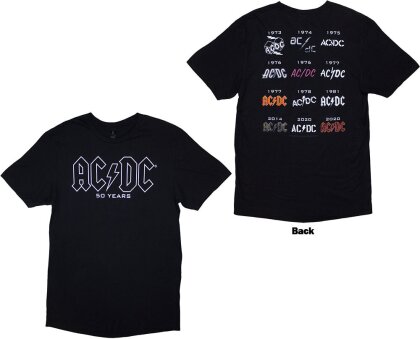 AC/DC Unisex T-Shirt - History Logo (Black) (Back Print)