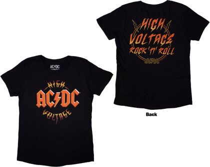 AC/DC Ladies T-Shirt - High Voltage RnR (Black) (Back Print)