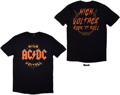 AC/DC Unisex T-Shirt - High Voltage RnR (Black) (Back Print)