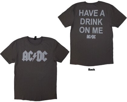 AC/DC Unisex T-Shirt - Have A Drink On Me (Grey) (Back Print)