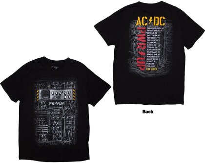 AC/DC Unisex T-Shirt - Control Wires PWR-UP EU Tour '24 (Black) (Back Print & Ex-Tour)