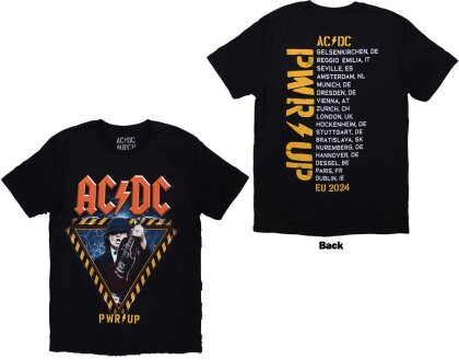 AC/DC Unisex T-Shirt - Angus Triangle PWR-UP EU Tour '26 (Black) (Back Print & Ex-Tour)