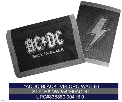AC/DC Back in Black Velcro Portemonnaie