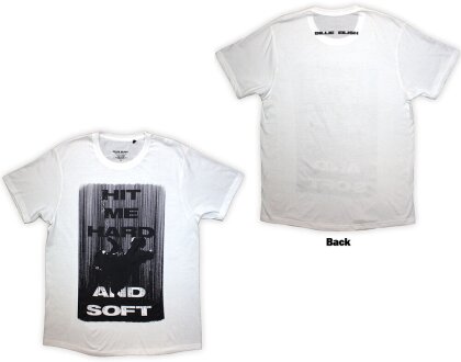 Billie Eilish Unisex T-Shirt - Hit Me Hard And Soft Falling (White) (Back Print)