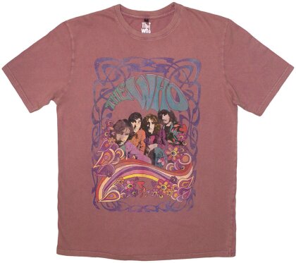 The Who Unisex Stone Wash T-Shirt - Psych Floral (Kashmir Red)