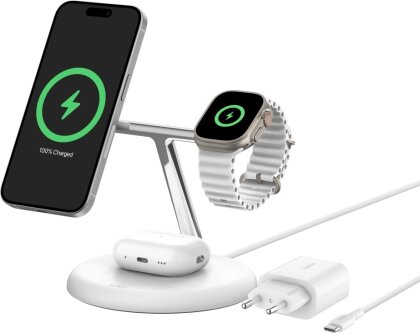 Belkin Boost Charge Magnetic Pro 3-in-1 Charging Pad with Qi2 - white