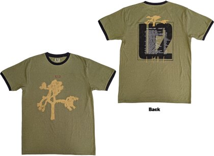U2 Unisex Ringer T-Shirt - Joshua Tree Europe 1987. (Green) (Back Print)