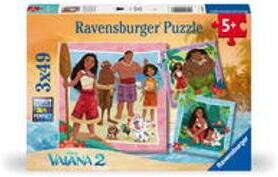 Ravensburger Kinderpuzzle 12004102 - Vaiana 2 Auf zu neuen Abenteuern - Puzzle für Kinder ab 5 Jahren, 3x 49 Teile